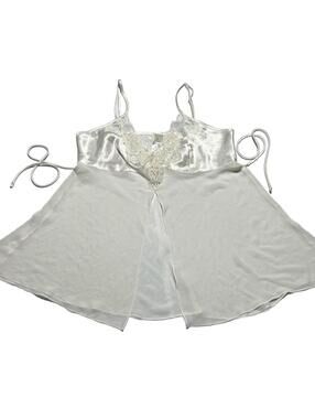 Vintage Babydoll Sheer Feminine Large Top Off White Lace Lingerie Coquette Y2K